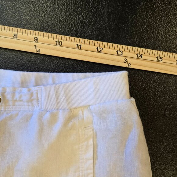 JM Collection Petite 6P White Linen Wide-Leg Pants Drawstring Waist & Pockets - Picture 8 of 12